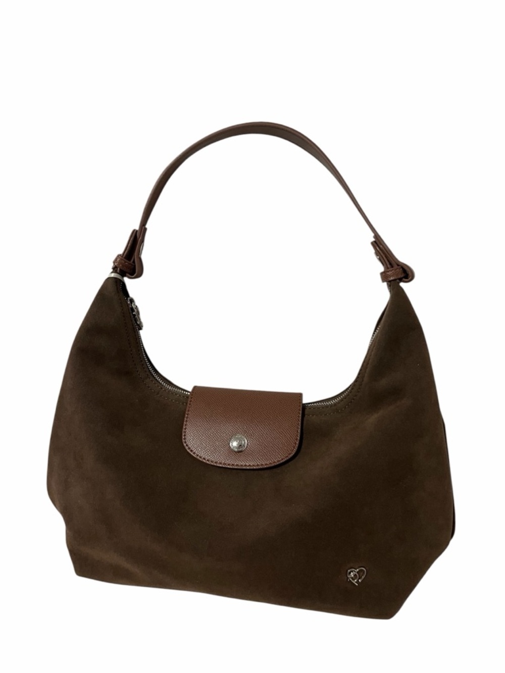 Dark Brown Suede Two Way Bag with Leather Trim - Picture 13 of 13